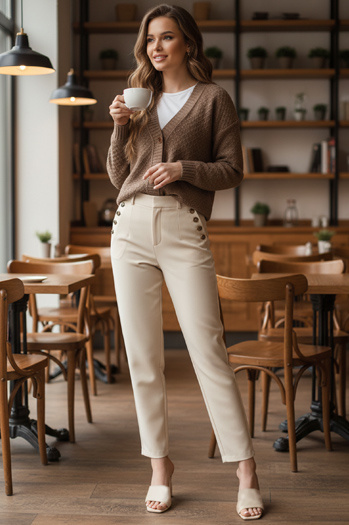 Sweter damski CHICLINE beżowy Dstreet MY2419