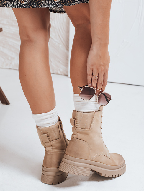 Botki damskie BASTEL beżowe Dstreet ZY0422