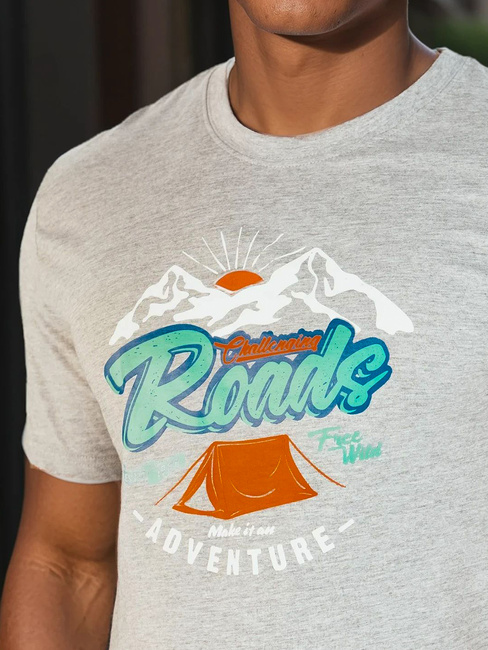 Koszulka męska z nadrukiem szara Dstreet RX5401