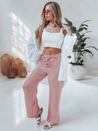 Spodnie damskie materiałowe wide leg LINESSA różowe Dstreet UY2645