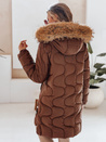 Kurtka damska zimowa VIRELIA pikowana z kapturem brązowa Dstreet TY4936