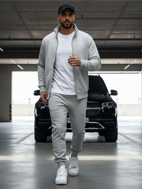 Bluza męska rozpinana bez kaptura szara BX4109