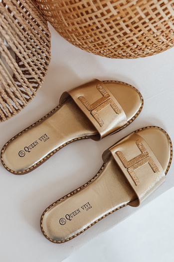 Klapki damskie GOLDISH złote Dstreet ZY0941