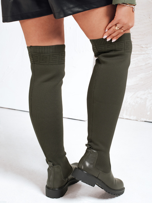 Kozaki damskie za kolano zielone Dstreet ZY1134