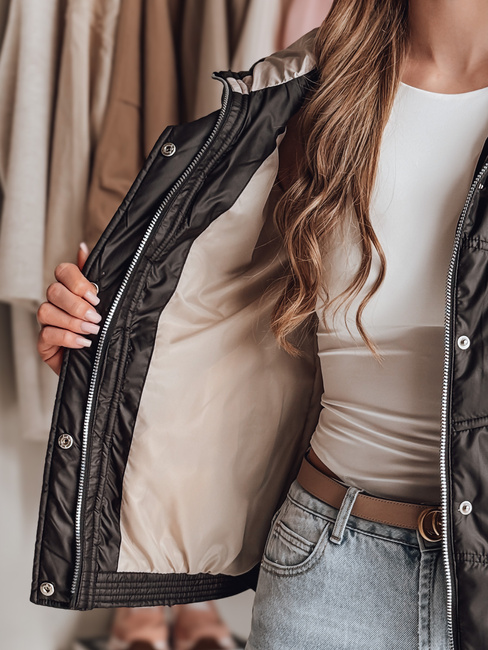 Kurtka przejściowa damska pikowana z kapturem NIVESSO czarna Dstreet TY4859