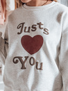 Bluza damska oversize z nadrukiem JUST LOVE YOU szara Dstreet BY1475