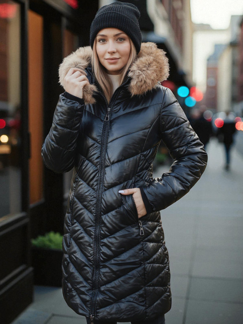 Kurtka zimowa damska pikowana BELLATRIX czarna Dstreet TY4581z