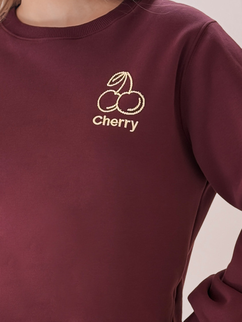 Bluza damska oversize z haftem CHERSOFT śliwkowa Dstreet BY1399