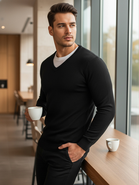 Sweter męski czarny Dstreet WX1883