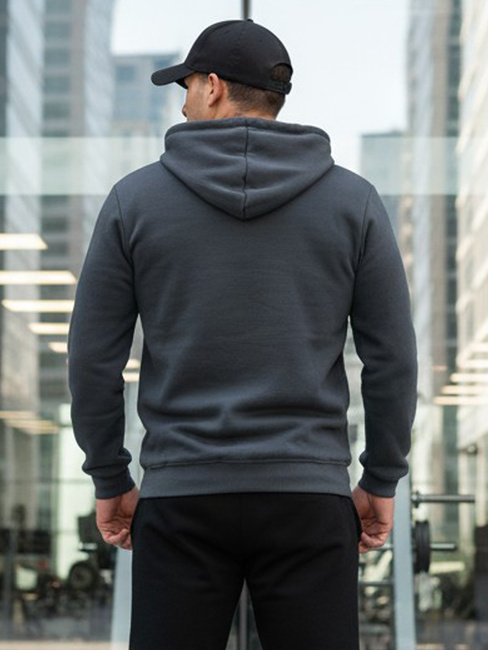 Bluza męska basic z kapturem ciemnoszara Dstreet BX5863