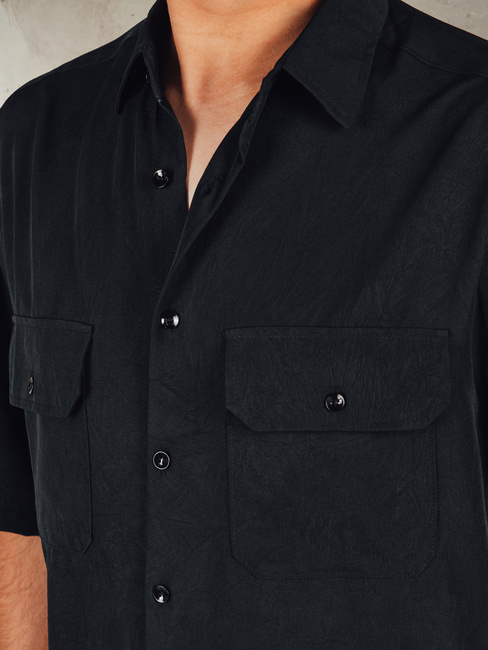 Koszula męska z krótkim rękawem czarna Dstreet KX1080