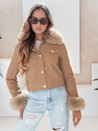 Kurtka skórzana damska z futerkiem kamelowa Dstreet TY5139