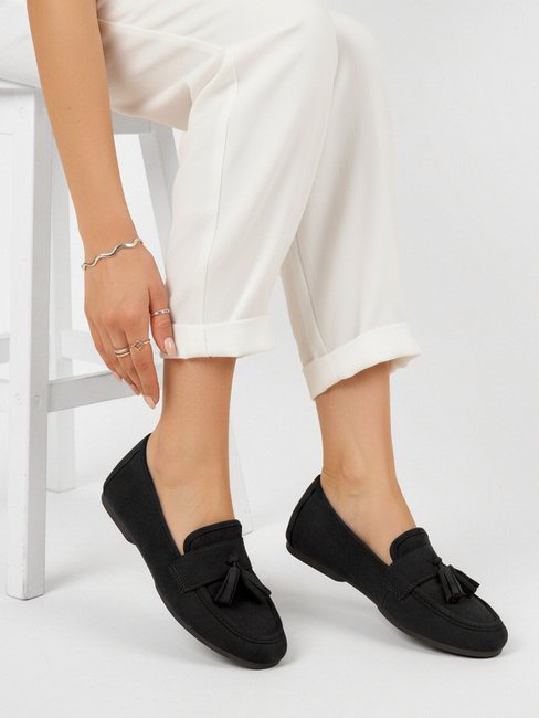 Mokasyny damskie zamszowe czarne Dstreet ZY1366