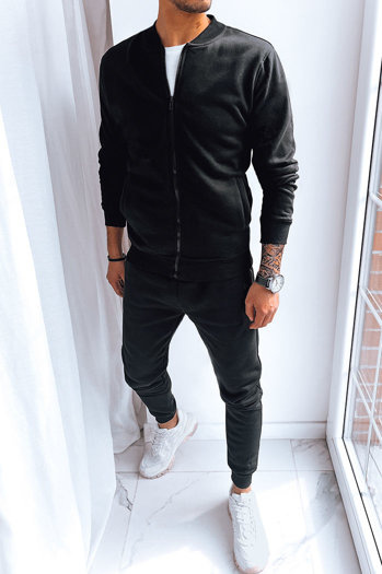 Komplet dresowy męski ocieplany czarny Dstreet AX0729