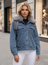 Kurtka damska FURDENIM jeansowa z futerkiem jasnoniebieska Dstreet TY4755z