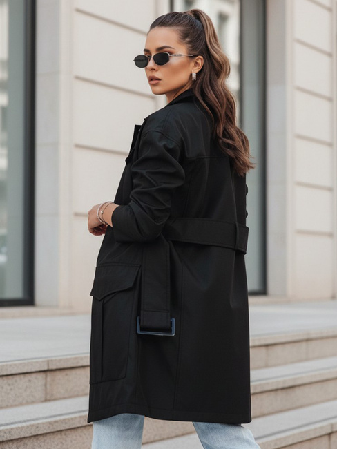 Płaszcz damski przejściowy wiązany VERMONT czarny Dstreet NY0582