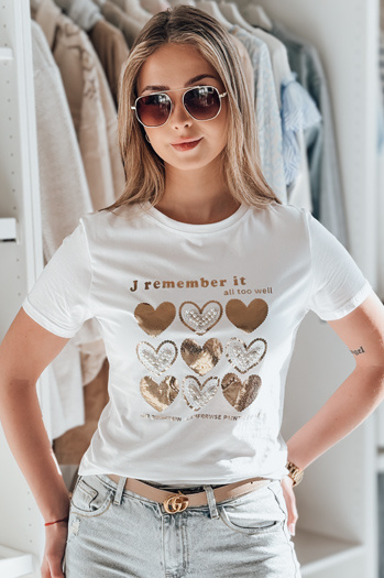 T-shirt damski w serca LOVETIK biały Dstreet RY2735