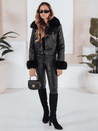 Kurtka skórzana damska ramoneska z futerkiem czarna Dstreet TY5207