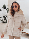 Kurtka damska zimowa WARMMISS pikowana z kapturem  jasnobeżowa Dstreet TY4923