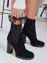 Botki damskie zamszowe na obcasie czarne Dstreet ZY1298