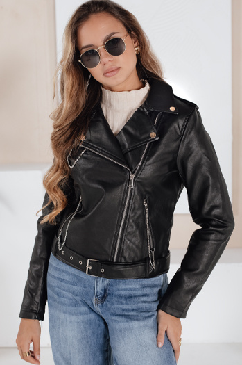 Kurtka skórzana damska ramoneska czarna Dstreet TY5200