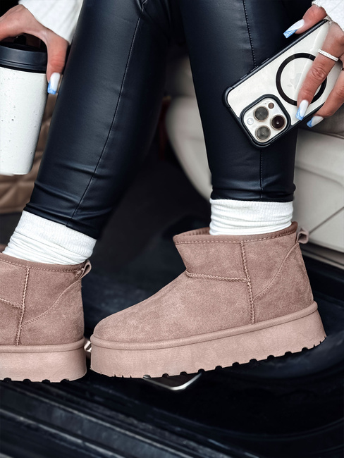 Śniegowce damskie na platformie beżowe BRINETTO Dstreet ZY0568