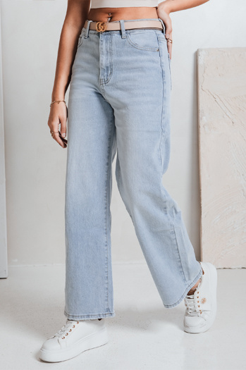 Spodnie damskie jeansowe wide leg FLOWLESS niebieskie Dstreet UY2682