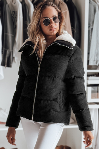 Kurtka damska zimowa sztruksowa TRENDYGLAM czarna Dstreet TY4357