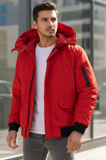 Kurtka męska zimowa z kapturem czerwona Dstreet TX4983