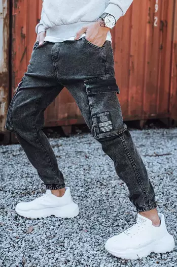 Spodnie męskie jeansowe typu bojówki czarne Dstreet UX3310