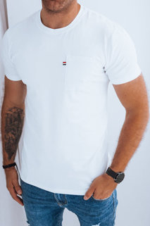 Gładka koszulka męska z kieszonką biała Dstreet RX5319