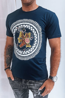 Granatowy t-shirt męski z nadrukiem Dstreet RX5299