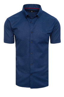 Koszula męska z krótkim rękawem ciemnoniebieska Dstreet KX1037