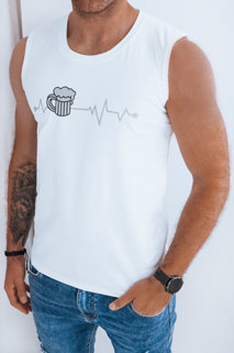 Koszulka męska bez rękawów z nadrukiem biała Dstreet RX5332