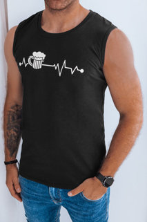 Koszulka męska bez rękawów z nadrukiem czarna Dstreet RX5333