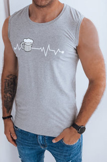 Koszulka męska bez rękawów z nadrukiem jasnoszara Dstreet RX5336