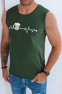 Koszulka męska bez rękawów z nadrukiem zielona Dstreet RX5331