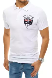 Koszulka męska polo z haftem biała Dstreet PX0428