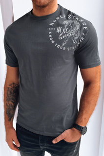Koszulka męska z nadrukiem grafitowy Dstreet RX5221
