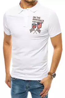 Koszulka polo z haftem biała Dstreet PX0452