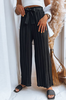 Marszczone spodnie damskie RUFFLES czarne Dstreet UY1539