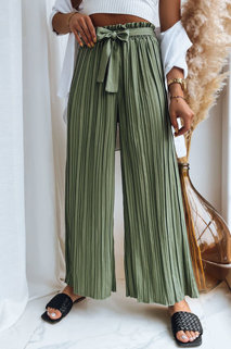 Marszczone spodnie damskie RUFFLES zielone Dstreet UY1540