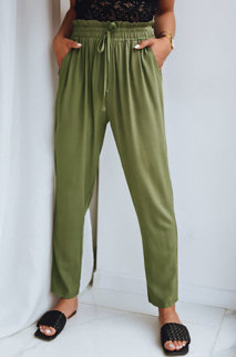 Materiałowe spodnie damskie ADELIS zielone Dstreet UY1554