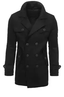 Płaszcz męski dwurzędowy czarny Dstreet CX0432