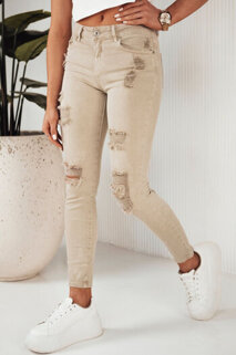 Spodnie damskie jeansowe MOLI ciemnobeżowe Dstreet UY1872