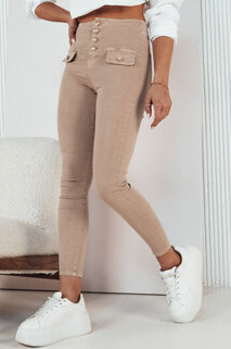 Spodnie damskie jeansowe SKULL jasnobeżowe Dstreet UY1723