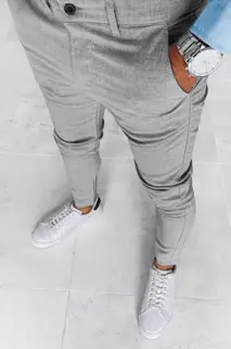 Spodnie męskie chinosy gładkie jasnoszare Dstreet UX3982