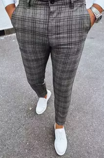 Spodnie męskie chinosy w kratę ciemnoszare Dstreet UX3959