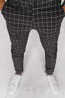 Spodnie męskie chinosy w kratę czarne Dstreet UX3968