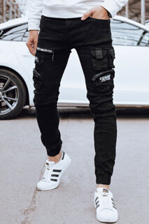 Spodnie męskie jeansowe bojówki czarne Dstreet UX4326